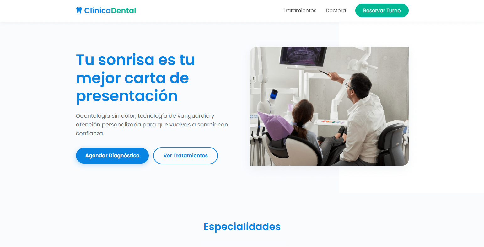 Sitio web responsive para Clínica Odontológica